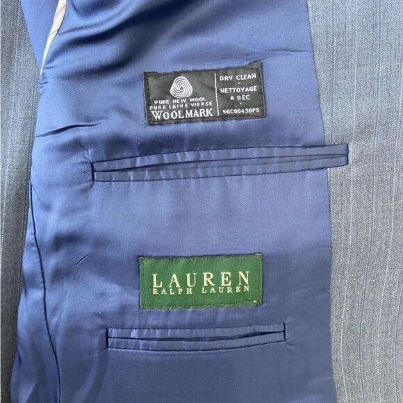 Ralph Lauren Canada 100% Wool Gray Striped Blazer Sport Jacket 38R *EXCELLENT* - Picture 8 of 13